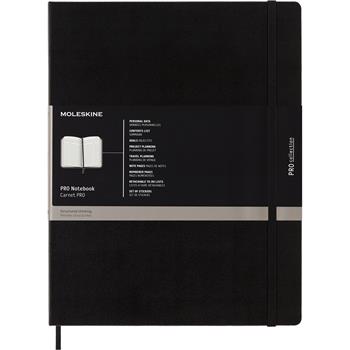 Moleskine Professional Notebook, Ruled, 8.25&quot; x 11.75&quot;, White Paper, Black Cover, 176 Sheets