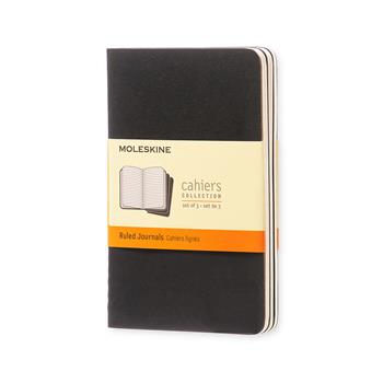 Moleskine Cahier Journal, Ruled, 3.5&quot; x 5.5&quot;, White Paper, Black Cover, 64 Sheets