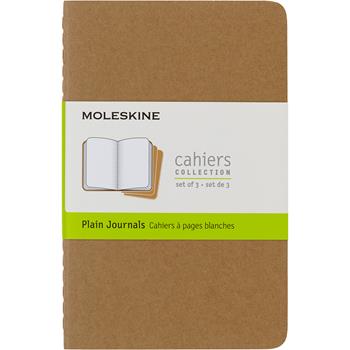 Moleskine Cahier Journal, Plain, 5.5&quot; x 3.5&quot;, White Paper, Kraft Brown Cover, 64 Sheets