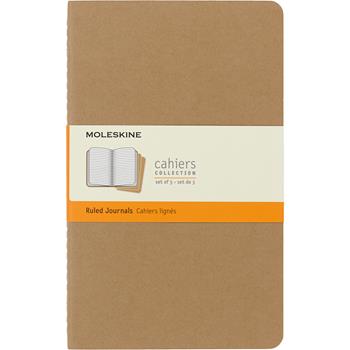 Moleskine&#174; Cahier Journal, Ruled, 8 1/4 x 5, Kraft Brown Cover, 80 Sheets