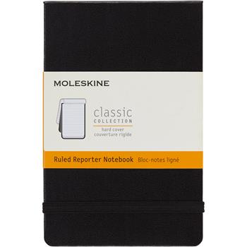 Moleskine Reporter Notebook, Ruled, 3.5&quot; x 5.5&quot;, White Paper, Black Cover, 192 Sheets