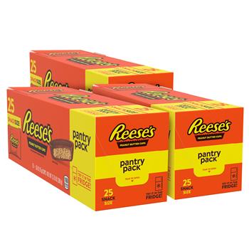 Reese&#39;s Peanut Butter Cups, Pantry Pack, 25 Snack Size Pieces Per Box,&#160;13.75 oz, 3 Boxes/Pack