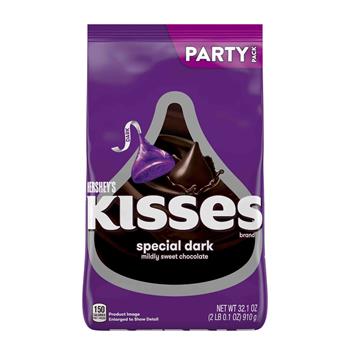 Hershey&#39;s Kisses Special Dark Mildly Sweet Chocolate Candy, 32.1 oz