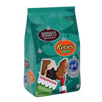 Hershey&#39;s&#174; Milk Chocolate, Reese&#39;s and York Stocking Stuffer Shapes Assortment, Chocolate and White Creme, 31.8 oz, Bulk Variety Bag, 8/CS