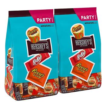 Hershey&#39;s Chocolate Packaged Candy Miniatures Assorted Stand Up Bag, 33.38 oz, 2/Pack
