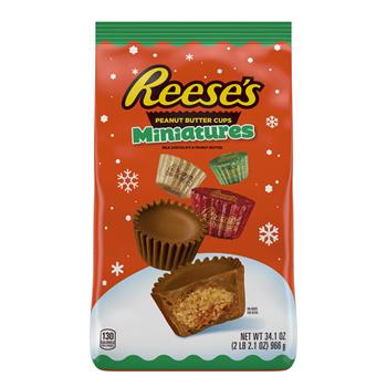 Reese&#39;s Miniatures Milk Chocolate Peanut Butter Cups Candy, 34.1 oz Bag