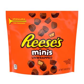 Reese&#39;s Peanut Butter Cup Minis, 7.6 oz Pouch, 8/Case