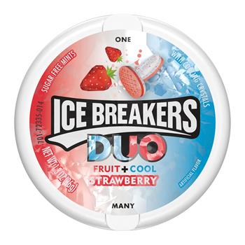 Ice Breakers Duo Mints Strawberry, 1.3 oz, 8/Box