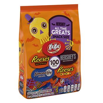 Hershey&#39;s All Time Greats Chocolate And Peanut Buter Assortment Snack Size Candy, 51.6 oz,, 100 pieces