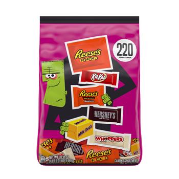 Hershey&#39;s Assorted Chocolate Flavors Miniatures, Individually Wrapped Candy Bulk Variety Bag, 70.31 oz, 220 pieces, 4/Case