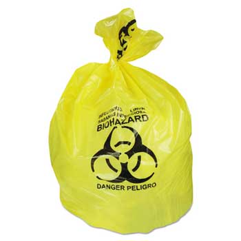 Heritage Healthcare Biohazard Can Liners, 20-30 gal, 1.3mil, 43 x 30, Yellow, 200/CT