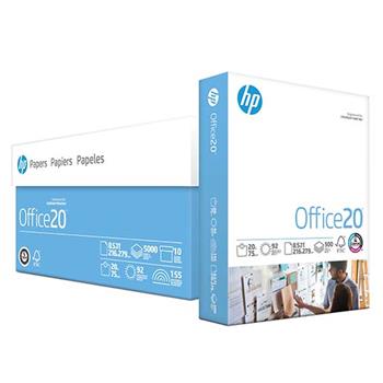 HP Papers Office20 Multi-Purpose Paper, 92 Bright, 20 lb, 8.5&quot; x 11&quot;, White, 2500 Sheets/Carton