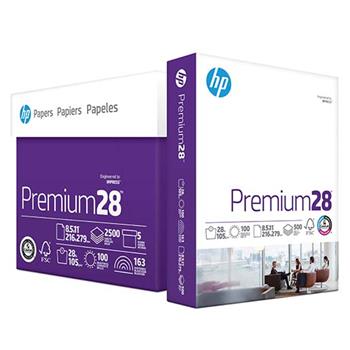 HP Papers Premium28 Copy Paper, 100 Bright, 28 lbs, 8.5&quot; x 11&quot;, White, 500 Sheets/Ream, 5 Reams/Carton