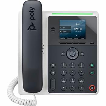 Poly Edge E100 IP Phone, PoE-Enabled, Corded, Black/White