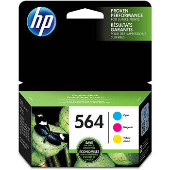 HP 564 (N9H57FN), Original Standard Yield Ink Cartridges, Cyan/Magenta/Yellow, 3 Cartridges/Pack