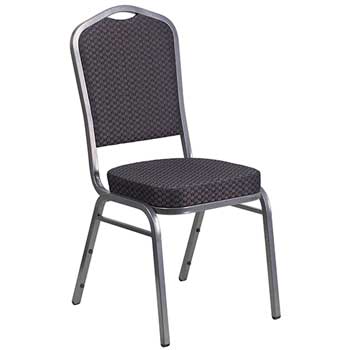 Flash Furniture HERCULES Series Crown Back Stacking Banquet Chair, Black Patterned Fabric - Silver Vein Frame