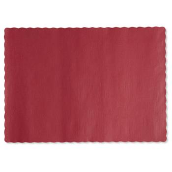 Hoffmaster Solid Color Scalloped Edge Placemats, 9 1/2 x 13 1/2, Red, 1000/Carton