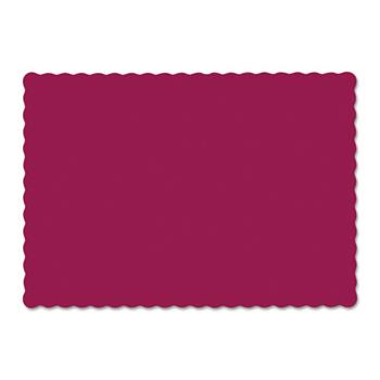 Hoffmaster Solid Color Scalloped Edge Placemats, 9 1/2 x 13 1/2, Burgundy, 1000/Carton