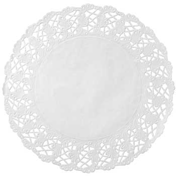 Hoffmaster Kenmore Round Cake Lace Doily, White, 14&quot; Diameter, 1000/CS