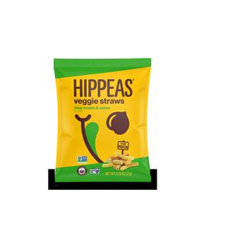 Hippeas Non-GMO Sour Cream &amp; Onion Veggie Straws, 0.75 oz, 24/Case