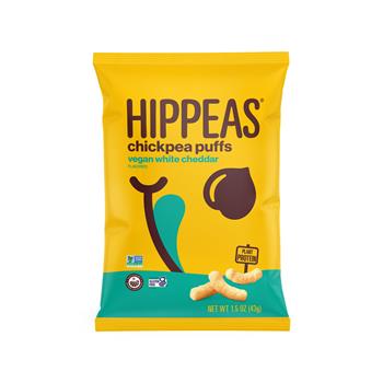 Hippeas Non-GMO Vegan White Cheddar Puffs, 1.5 oz, 6/Case