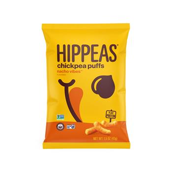 Hippeas Non-GMO Vegan Nacho Vibes Puffs, 1.5 oz, 6/Carton