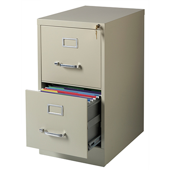 WhattaBargain Two Drawer Vertical File Cabinet, Letter, 15&quot; W x 22&quot;D x 28-3/8&quot;H, Putty