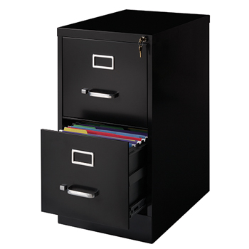 WhattaBargain Two Drawer Vertical File Cabinet, Letter, 15&quot;w x 22&quot;d x 28&quot;h, Black