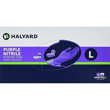 Halyard Exam Gloves, Powder-Free, Nitrile, Large, Purple, 100/BX
