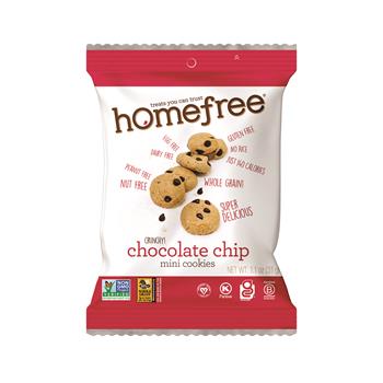 HomeFree Chocolate Chip Mini Cookies, Gluten Free, Nut Free, Vegan, 1.1 oz Pack, 30/CS