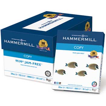 Hammermill White Bond, 8.5&quot; x 11&quot;, 20 lb., 92 Bright, 5000/CT