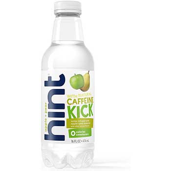 Hint KICK Natural Caffeinated Water, Apple Pear, 16 oz., 12/CS