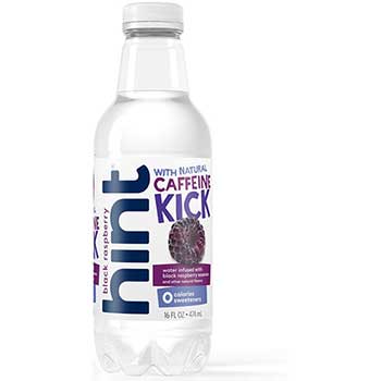Hint KICK Natural Caffeinated Water, Black Raspberry, 16 oz., 12/CS