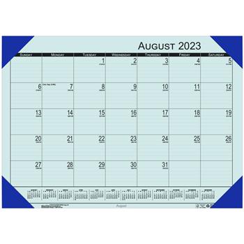 House of Doolittle EcoTones Academic Desk Pad Calendar, 18-1/2 x 13, Blue Corners, 2023-2024