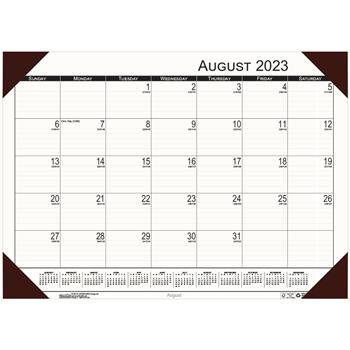 House of Doolittle EcoTones Academic Desk Pad Calendar, 18-1/2 x 13, Brown Corners, 2023-2024