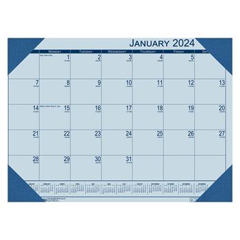 House of Doolittle Recycled EcoTones Monthly Desk Pad Calendar, 12 Month, 22&quot; x 17&quot;, Ocean Blue, Jan 2024 - Dec 2024
