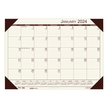 House of Doolittle Recycled EcoTones Moonlight Cream Monthly Desk Pad Calendar, 22 in x 17 in, 2024