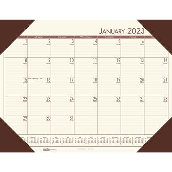 House of Doolittle Recycled EcoTones Moonlight Cream Monthly Desk Pad Calendar, 22&quot; x 17&quot;, 2023