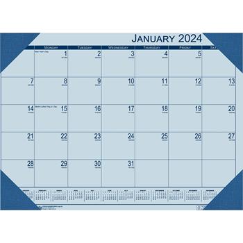 House of Doolittle Recycled Monthly Desk Pad Calendar, 12 Month, 18-1/2&quot; x 13&quot;, EcoTones Ocean Blue, Jan 2024 - Dec 2024
