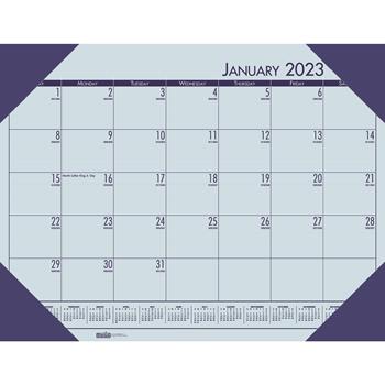 House of Doolittle Recycled EcoTones Ocean Blue Monthly Desk Pad Calendar, 18 1/2 x 13, 2023