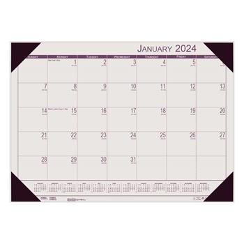House of Doolittle Recycled EcoTones Sunrise Rose Monthly Desk Pad Calendar, 22 in x 17 in, 2024
