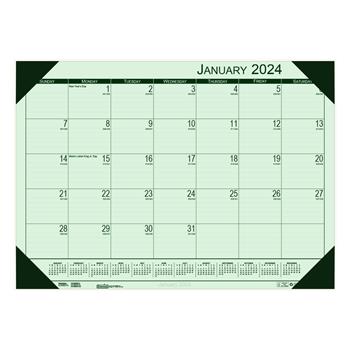 House of Doolittle Recycled Monthly Desk Pad Calendar, 12 Month, 22&quot; x 17&quot;, EcoTones Woodland Green, Jan 2024 - Dec 2024