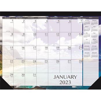 House of Doolittle 100% Recycled Earthscapes Seascapes Desk Pad Calendar, 22&quot; x 17&quot;, 2023