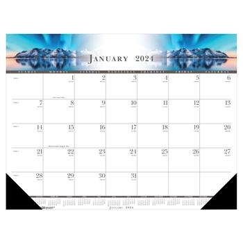 House of Doolittle Recycled One-Color Photo Monthly Desk Pad Calendar, 12 Month, 22&quot; x 17&quot;, Jan 2024 - Dec 2024