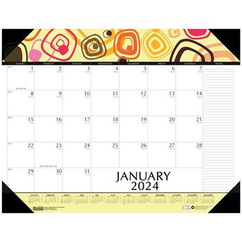 House of Doolittle 100% Recycled Geometric Desk Pad Calendar, 22 in x 17 in, 2024