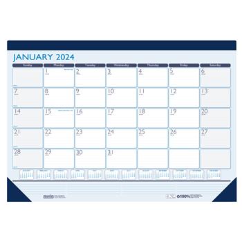 House of Doolittle 100% Recycled Contempo Desk Pad Calendar, 17 in x 22 in, Blue, 2024