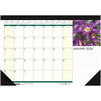 House of Doolittle Recycled Floral Photographic Monthly Desk Pad Calendar, 18-1/2 in x 13 in, 2024