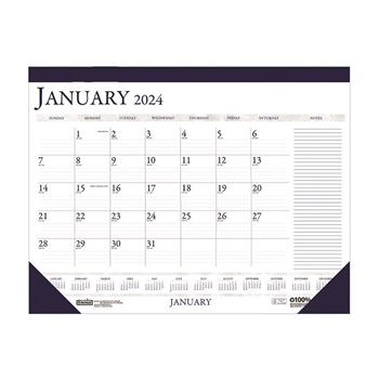 House of Doolittle Recycled Two-Color Monthly Desk Pad Calendar w/Large Notes Section, 22 in x 17 in, 2024