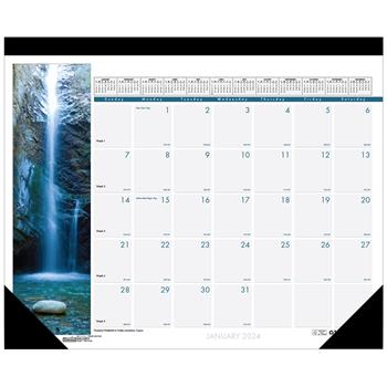 House of Doolittle Recycled Waterfalls of the World Photo Monthly Desk Pad Calendar, 22 in x 17 in, 2024
