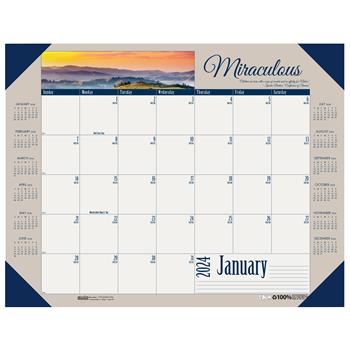 House of Doolittle Recycled Monthly Desk Pad Calendar, 12 Month, 22&quot; x 17&quot;, Motivational Photographic, Jan 2024 - Dec 2024
